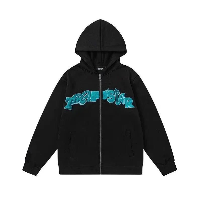 Trapstar Jackets Zip-Up Windbreaker with Red Appliqué Details — 21