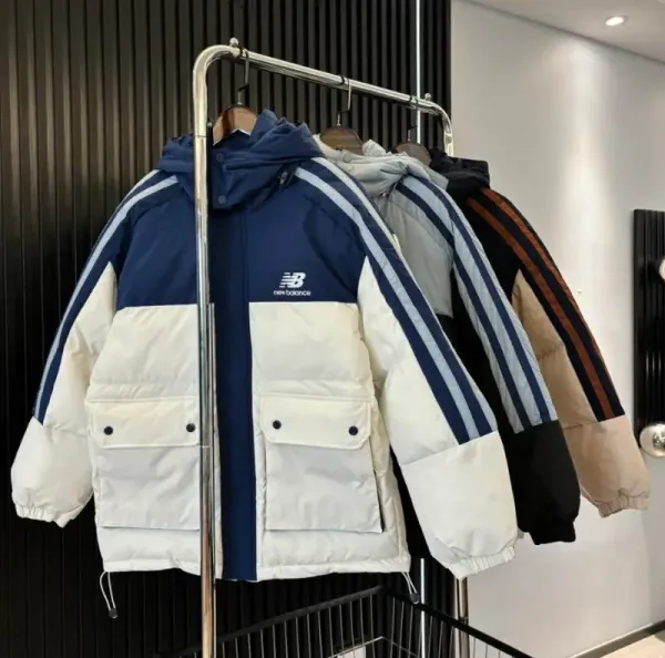 New Balance Color-Block Puffer Jacket Gray and Black - 4