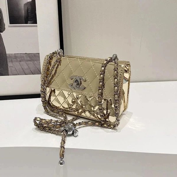 Chanel Mini Flap Bag Metallic Gold Quilted Chain Shoulder Bag Chain Bag product listing in Litbuy spreadsheet finds