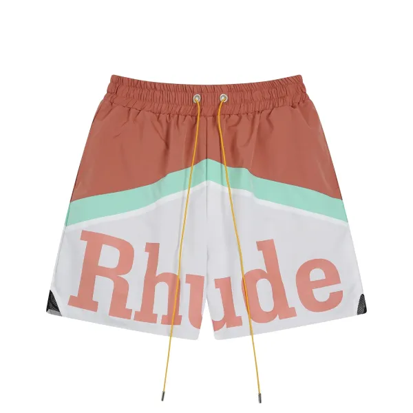 Rhude Logo Panel Swim Shorts Terracotta - 1