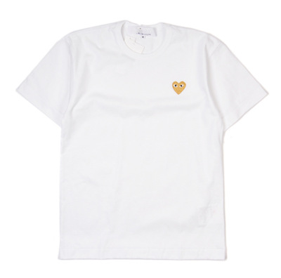 Comme des Garçons Comme des Garçons Play White T-Shirt with Gold Heart Logo White