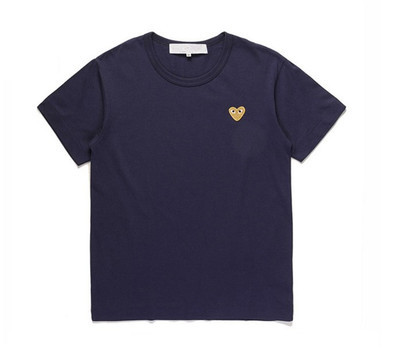 Comme des Garçons Comme des Garçons Play Navy Blue T-Shirt with Gold Heart Logo Navy