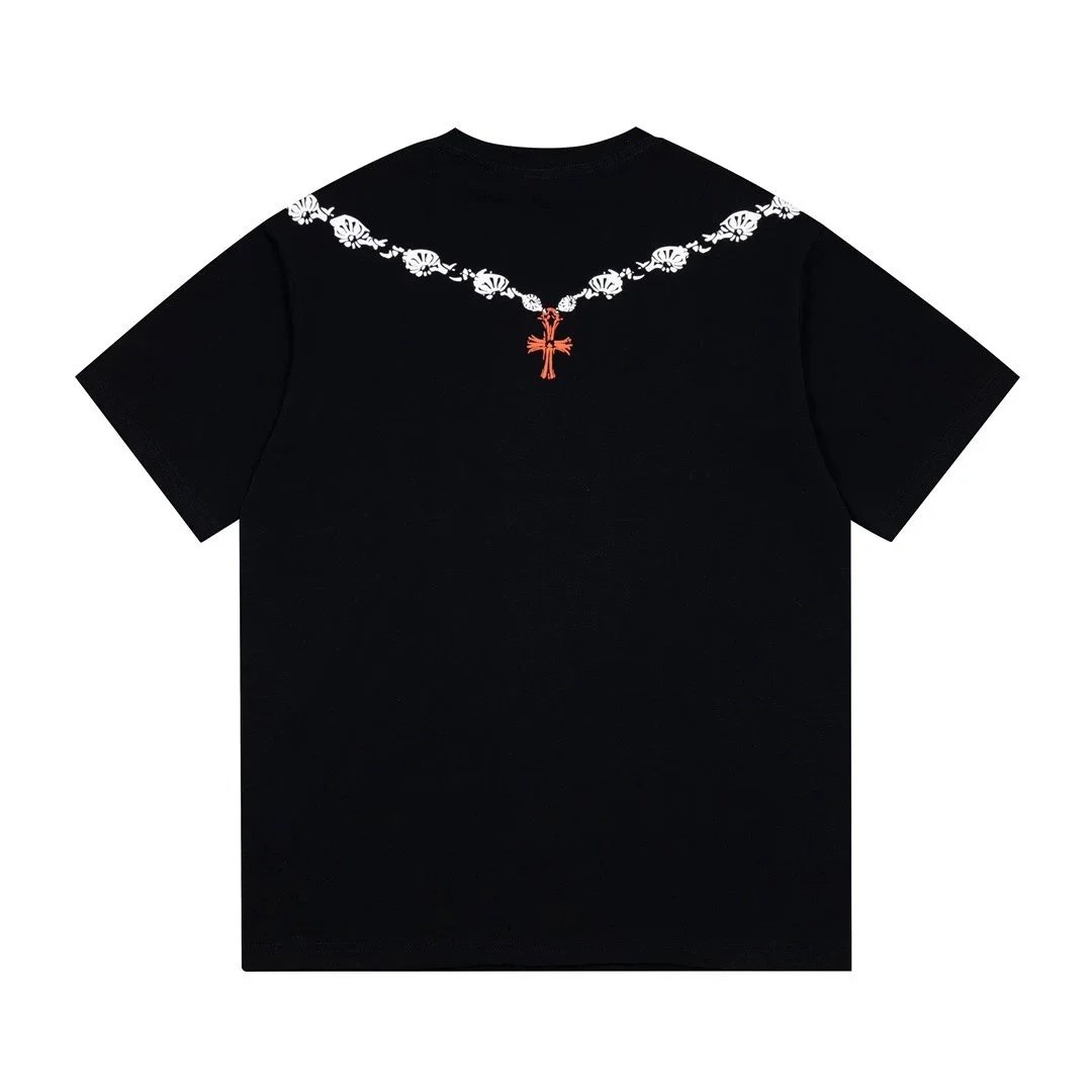 Chrome Hearts Black Graphic Print Cross Necklace T-Shirt