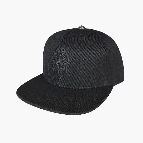 Chrome Hearts Logo Embroidered Black Snapback Hat - 1