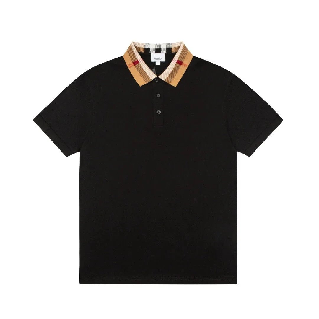 Burberry Polo Shirt Black White Navy Beige Green Classic Striped Check Embroidered Collar