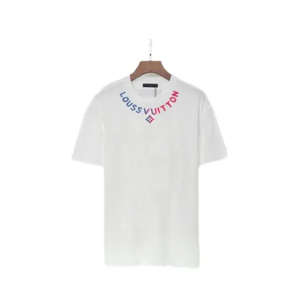 Louis Vuitton Logo Embroidery White T-Shirt - 1