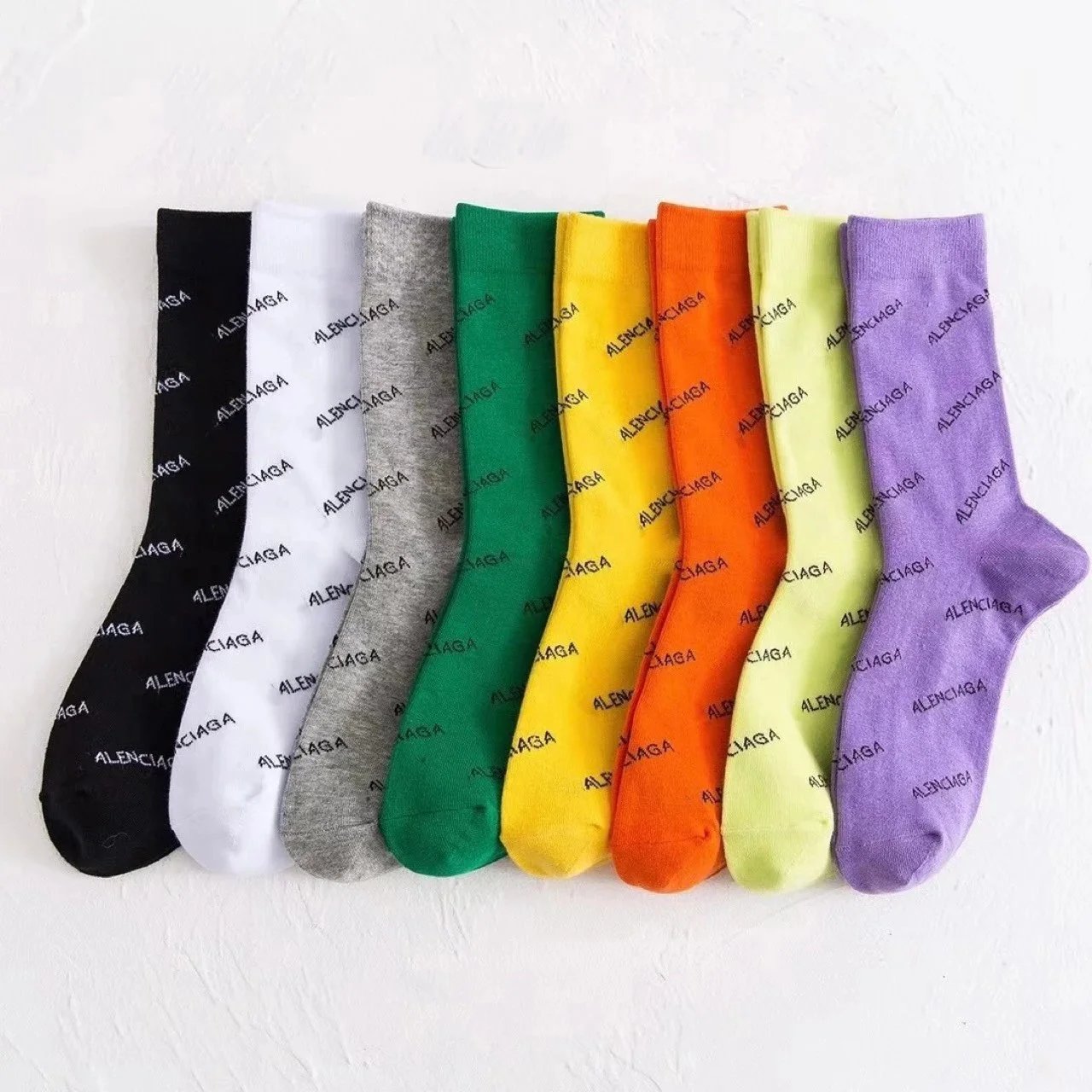 Balenciaga Logo Print Multicolor Casual Socks