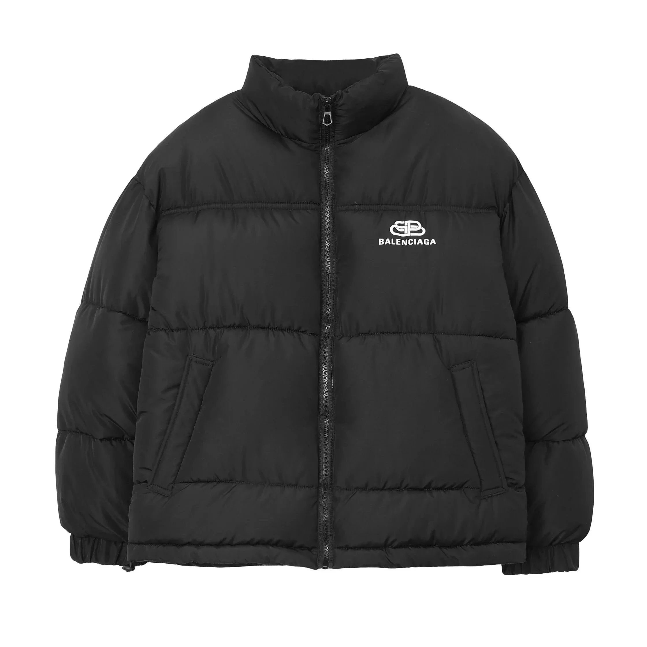 Balenciaga Balenciaga Black Puffer Jacket with White Logo Black