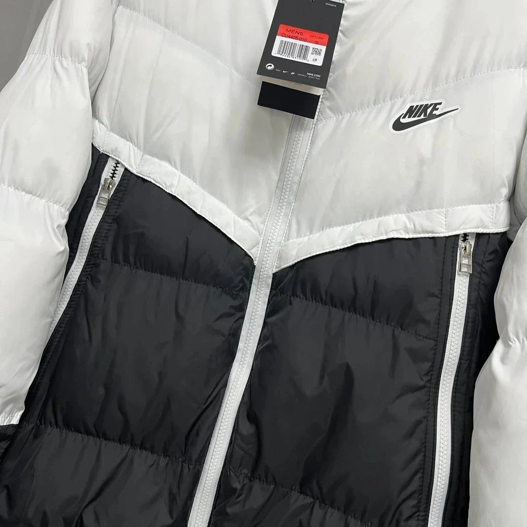 Nike Windrunner White Black Colorblock Hooded Puffer Jacket
