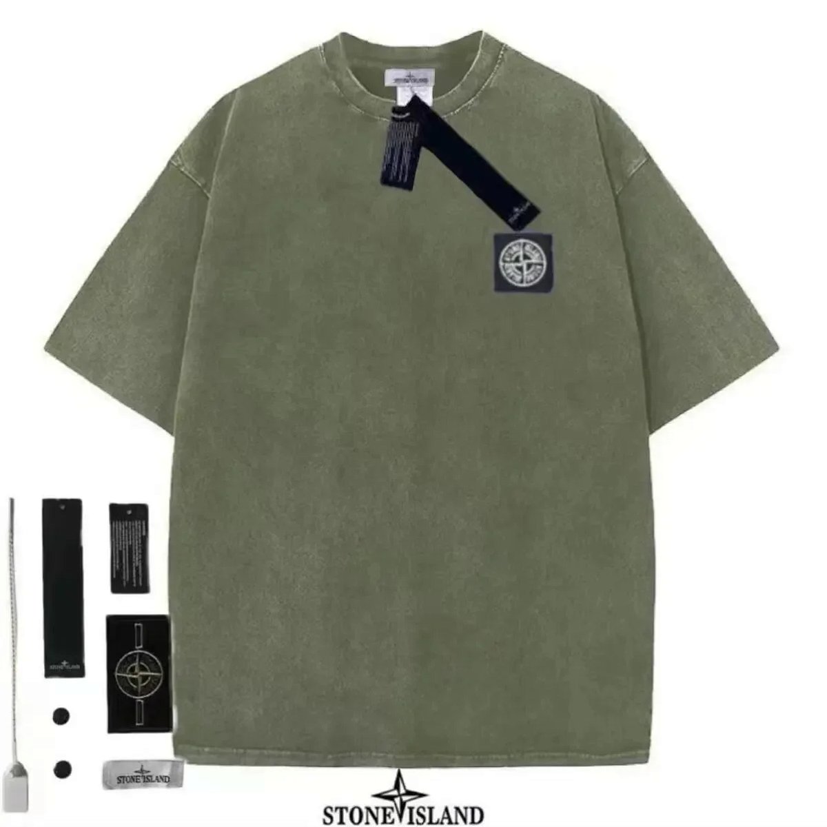 Stone Island Washed Cotton T-Shirt Army Green T-Shirt product detail 10 in Litbuy spreadsheet finds