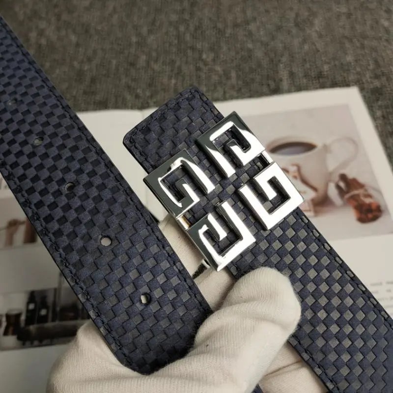 Unbranded Belts Embossed Geometric Pattern Belt with Buckle — D-2 Silver Buckle