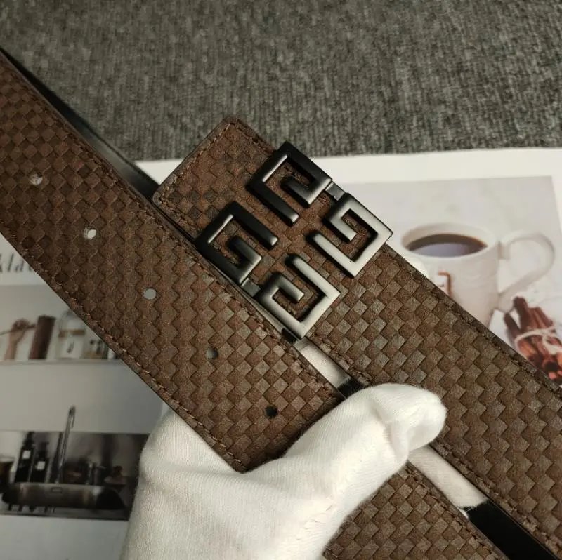 Unbranded Belts Embossed Geometric Pattern Belt with Buckle — F-3 Black Buckle