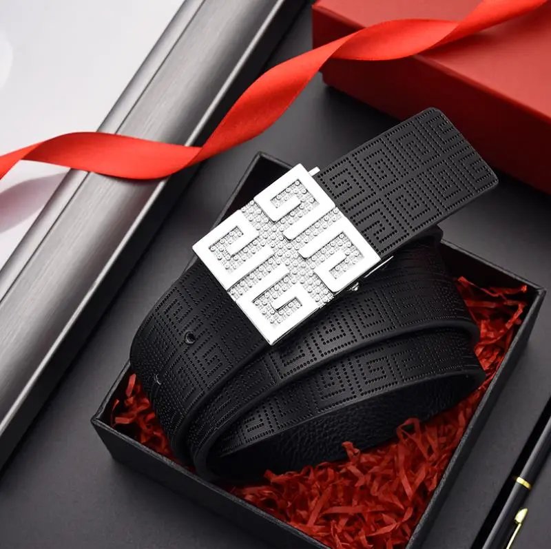 Unbranded Belts Embossed Geometric Pattern Belt with Buckle — Y-2 Silver Buckle