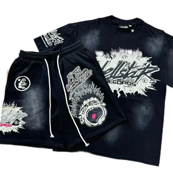 Hellstar Flame Logo Black T-Shirt and Shorts Set - 3
