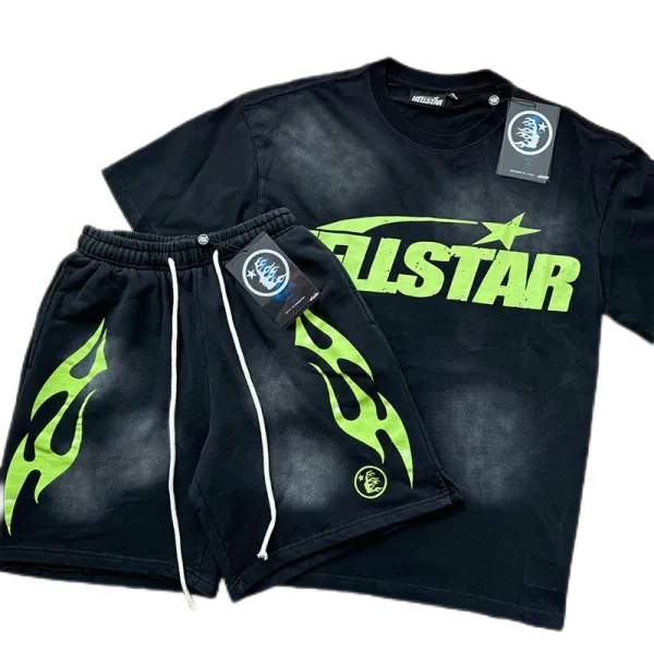Hellstar Flame Logo Black T-Shirt and Shorts Set - 6
