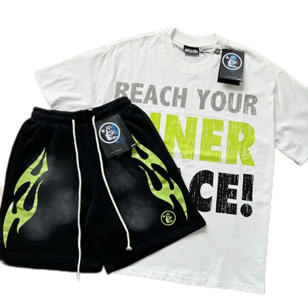 Hellstar Flame Logo Black T-Shirt and Shorts Set - 7