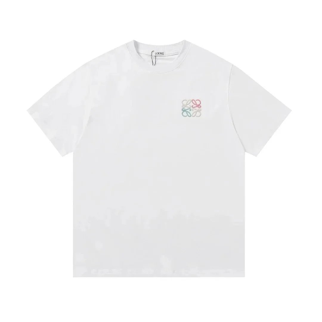 Loewe Loewe Cotton T-Shirt with Colorful Embroidered Logo White