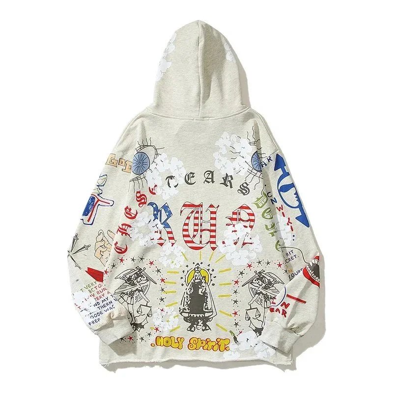 Saint Laurent Gray Graphic Print Oversized Hoodie