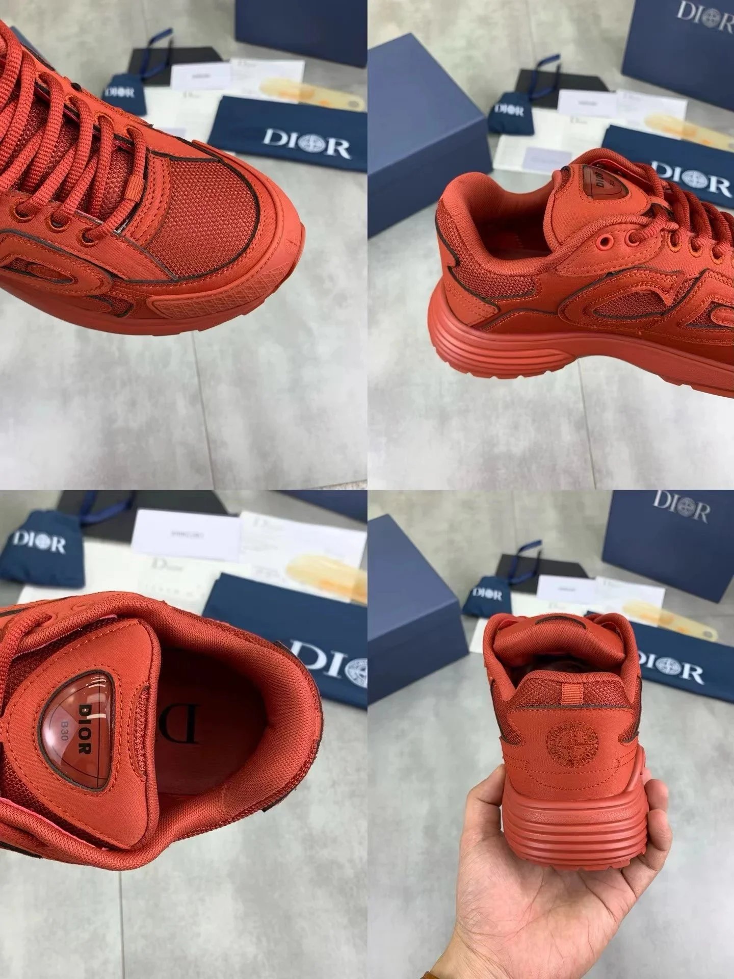 Dior B23 Low Gray Yellow CD Logo Sneakers - 3