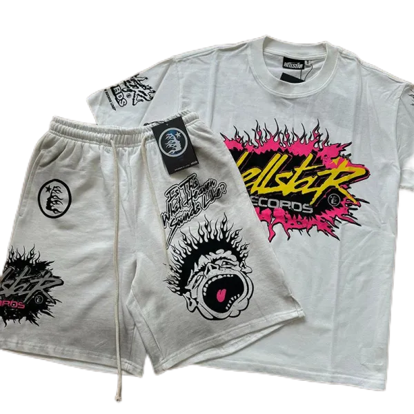 Hellstar Flame Logo Black T-Shirt and Shorts Set - 4