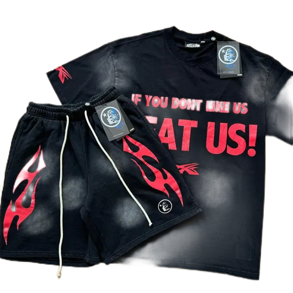 Hellstar Flame Logo Black T-Shirt and Shorts Set - 11