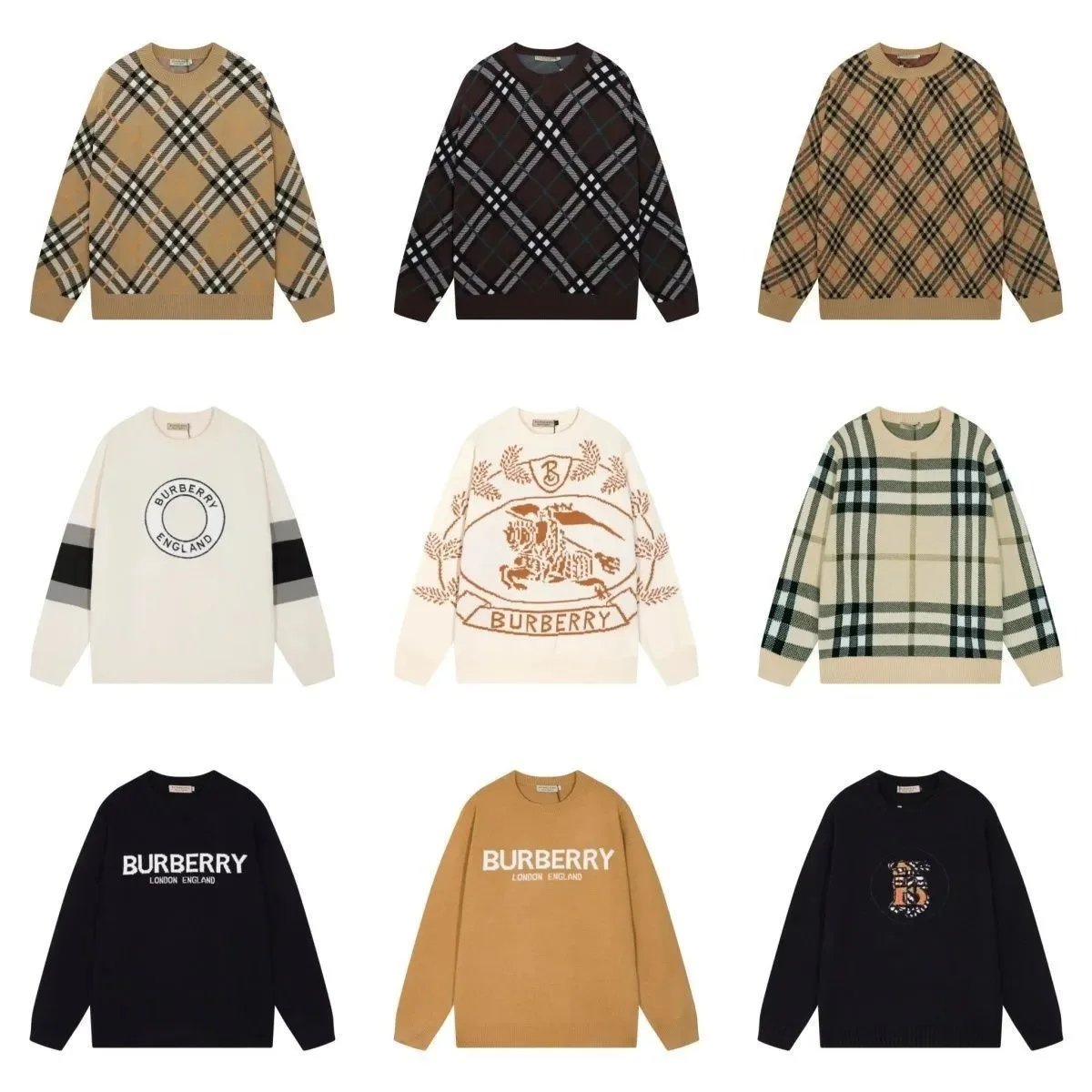 Burberry Logo Knit Beige Oversized Sweater