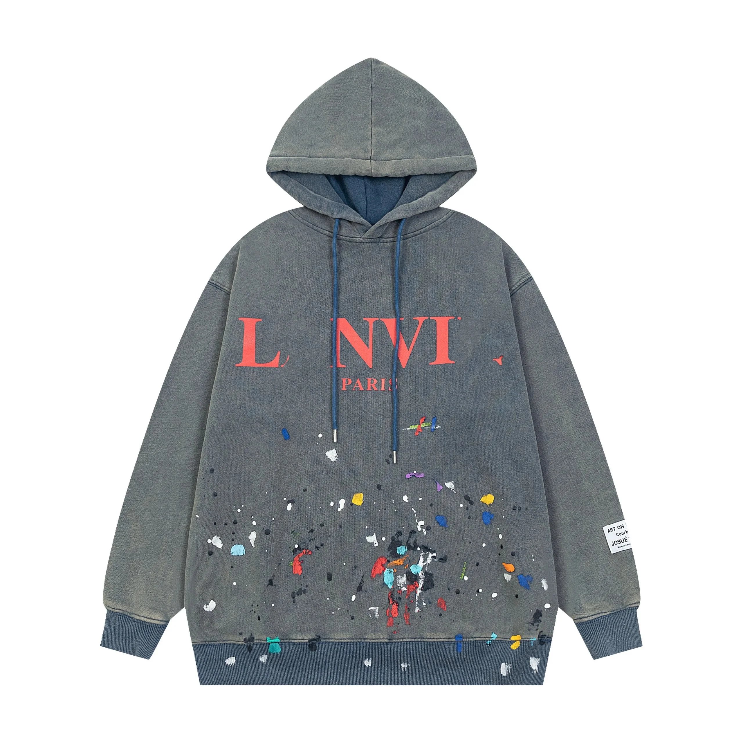 Lanvin LANVI Paris Paint Splatter Hoodie in Grey Grey