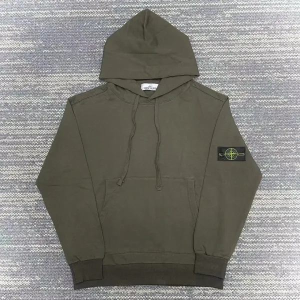 Stone Island Logo Patch Hoodie Gray - 7