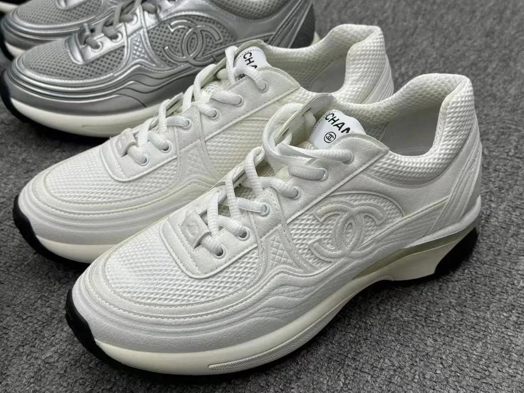 Chanel Sneaker Silver White Black Mesh Chunky Sneakers