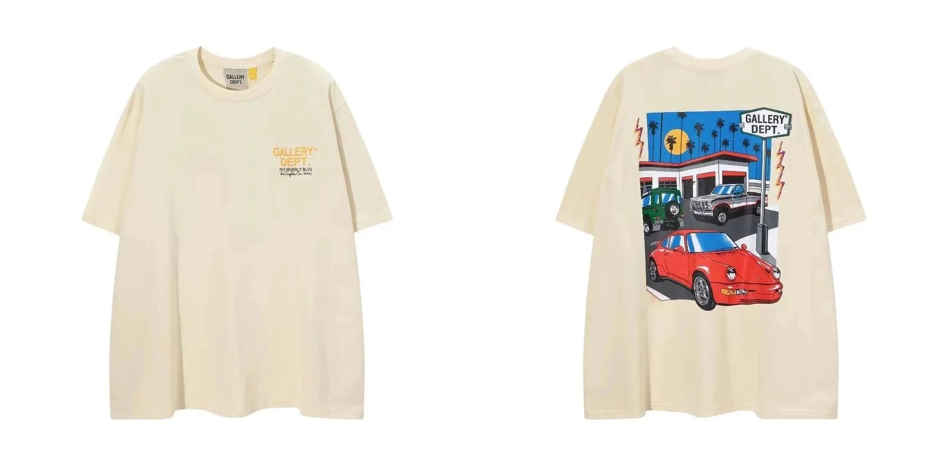 Gallery Dept. Graphic Print Black Off White Olive Green Oversized T-Shirt
