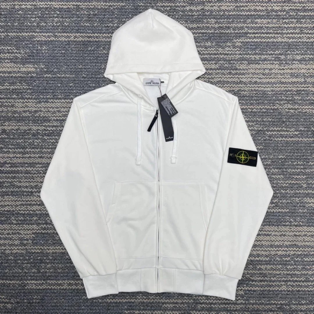 Stone Island Stone Island Zip-Up Hoodie in White White