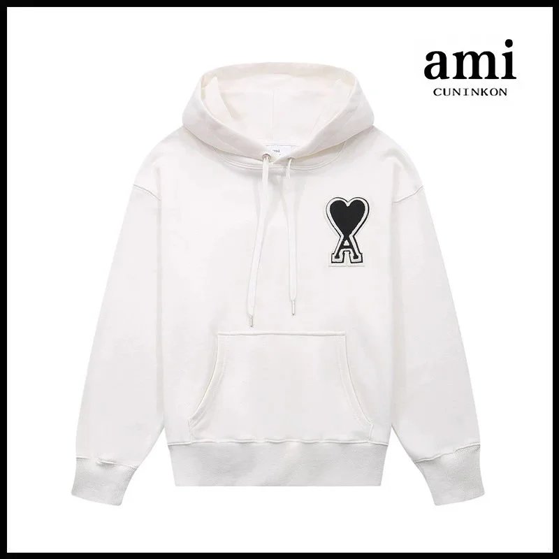 Ami Cuninkon AMI CUNINKON White Heart Logo Hoodie White