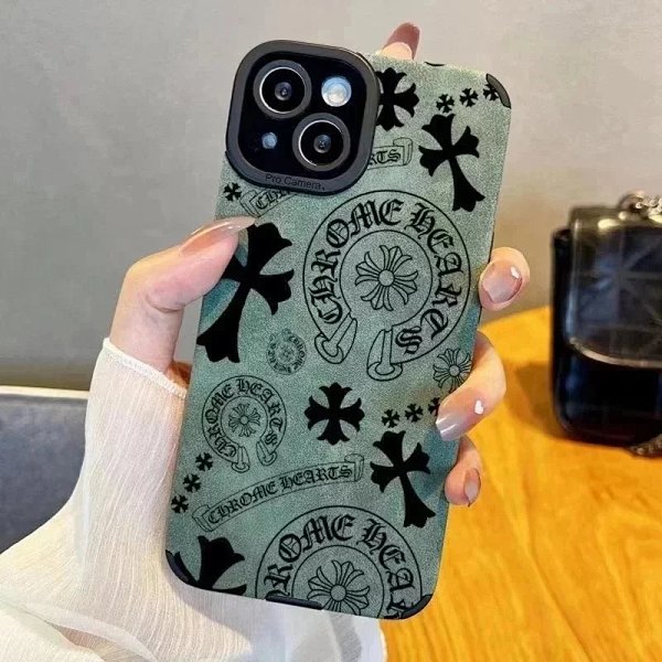 Chrome Hearts Logo Print Green Suede Phone Case product listing in Litbuy spreadsheet finds