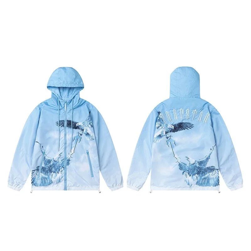 Trapstar Trapstar Eagle Print Windbreaker Jacket in Light Blue Blue