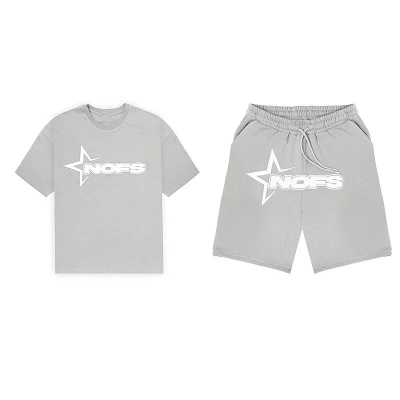 NOFS Star Logo Light Blue Casual T-Shirt And Shorts Set