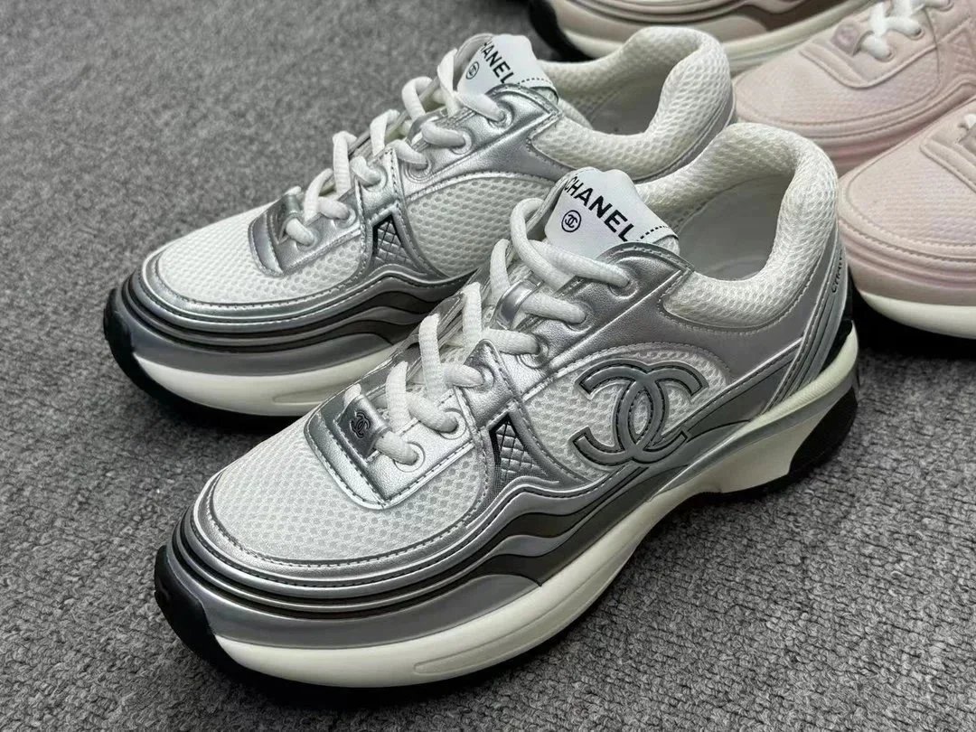 Chanel Sneaker Silver White Black Mesh Chunky Sneakers