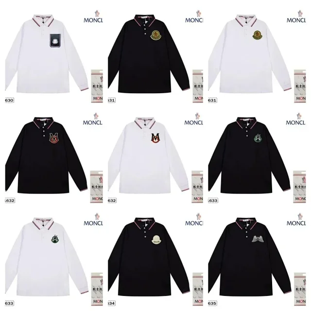 Moncler Shirts Long-Sleeve Polo Shirt with Contrast Tipped Collar product detail image 1
