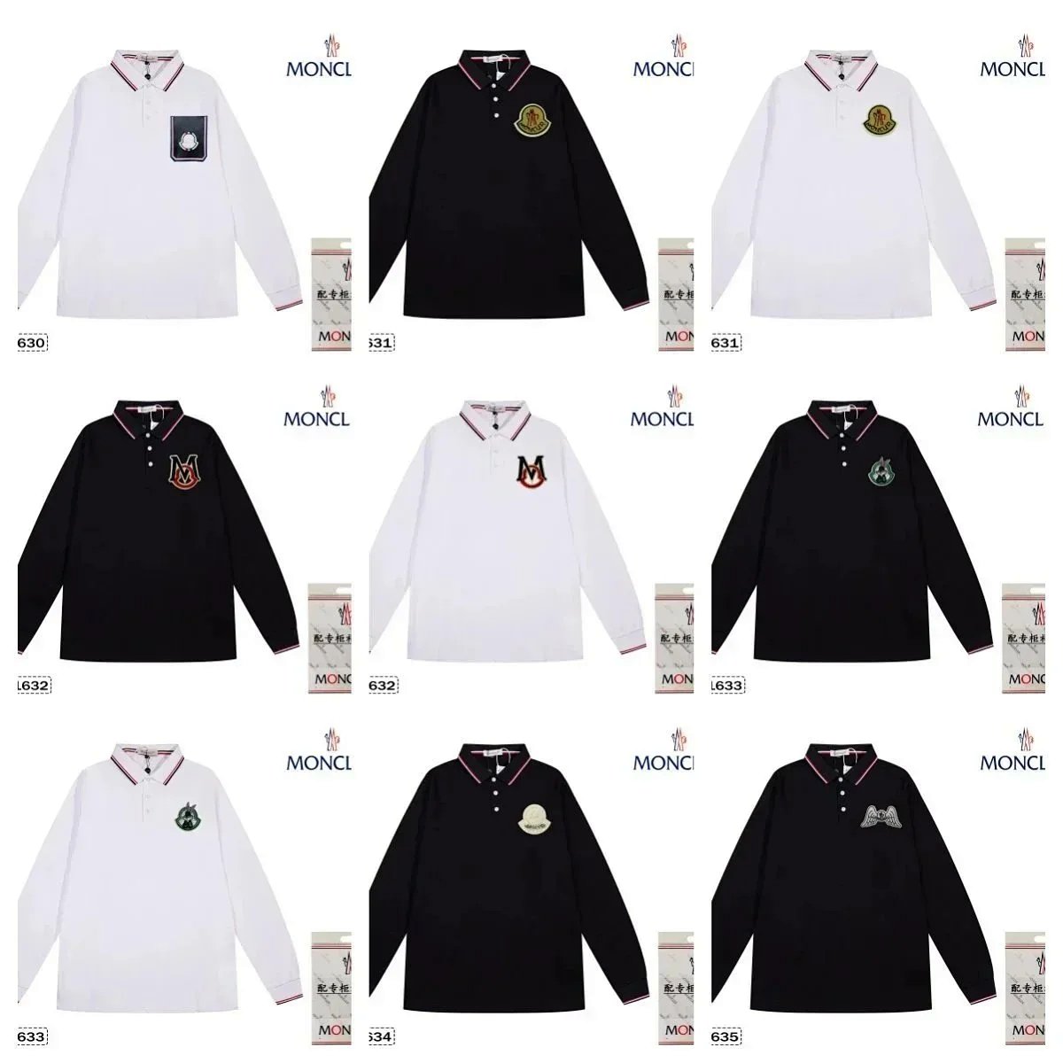 Moncler Logo Patch Long-Sleeve Polo Black Polo Shirt product detail 2 in Litbuy spreadsheet finds