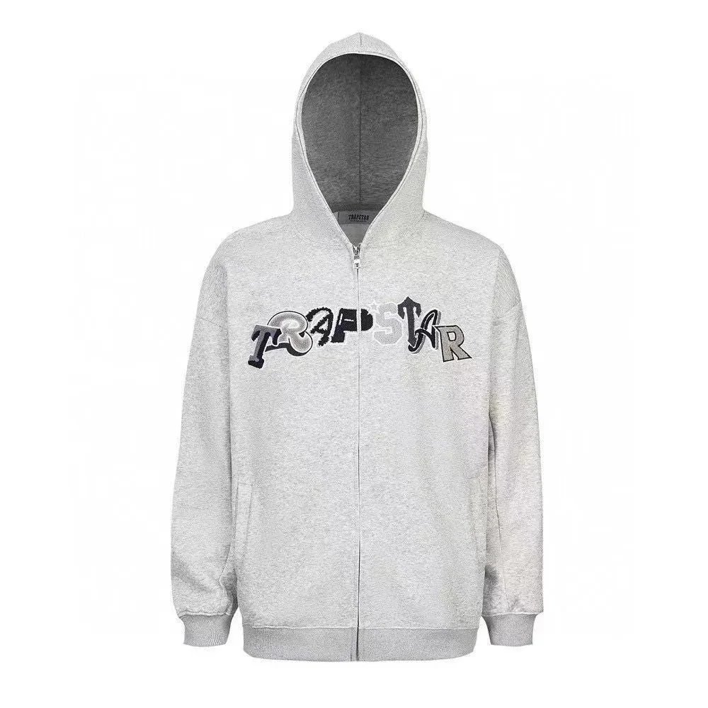 Trapstar Jackets Zip-Up Windbreaker with Red Appliqué Details — 34