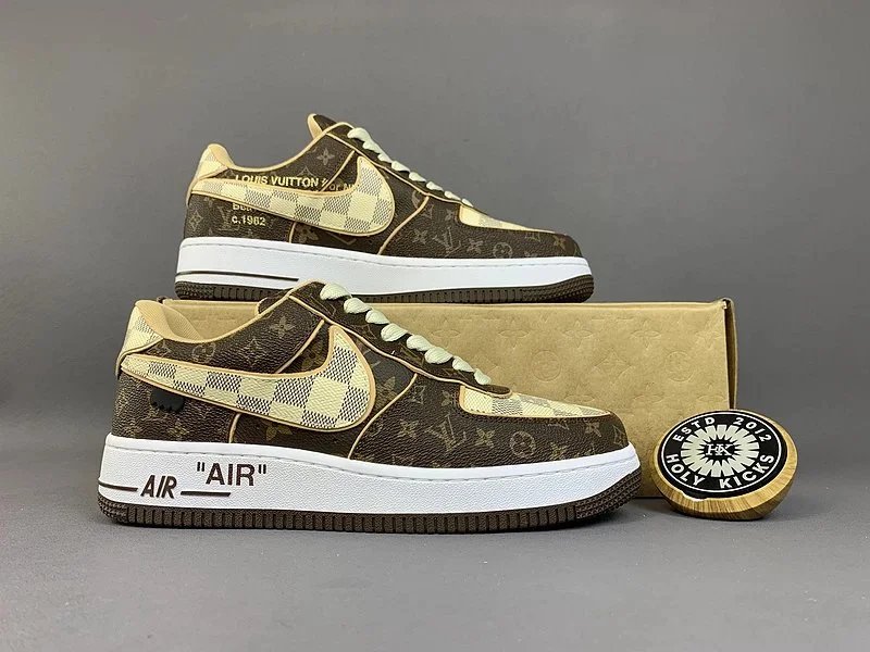 Louis Vuitton Nike Air Force 1 Olive Green Monogram Sneakers