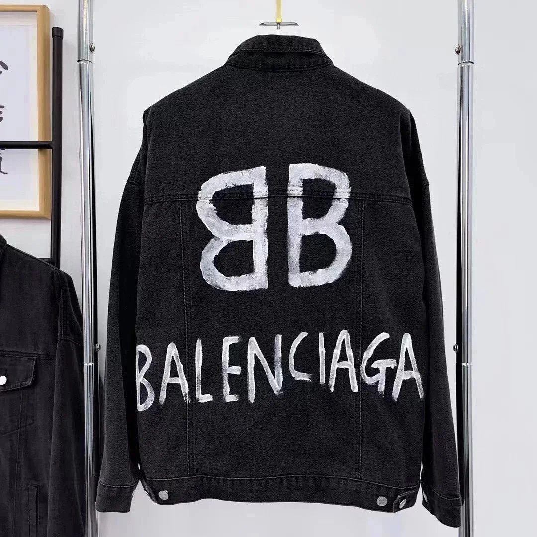 Balenciaga Balenciaga Black Denim Jacket with BB Logo Black