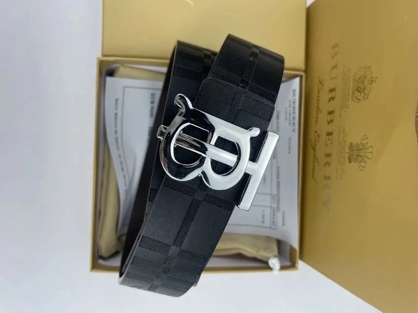 Burberry Classic Check Belt with Monogram Buckle Black