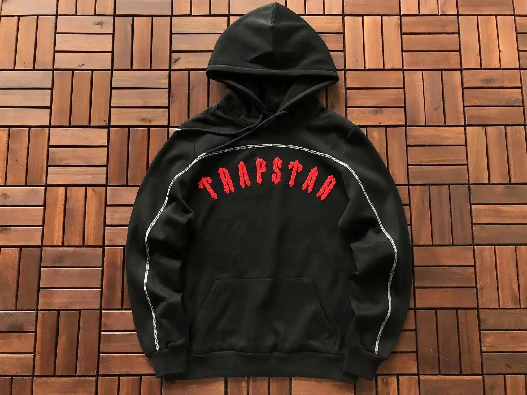Trapstar Jackets Zip-Up Windbreaker with Red Appliqué Details — 12