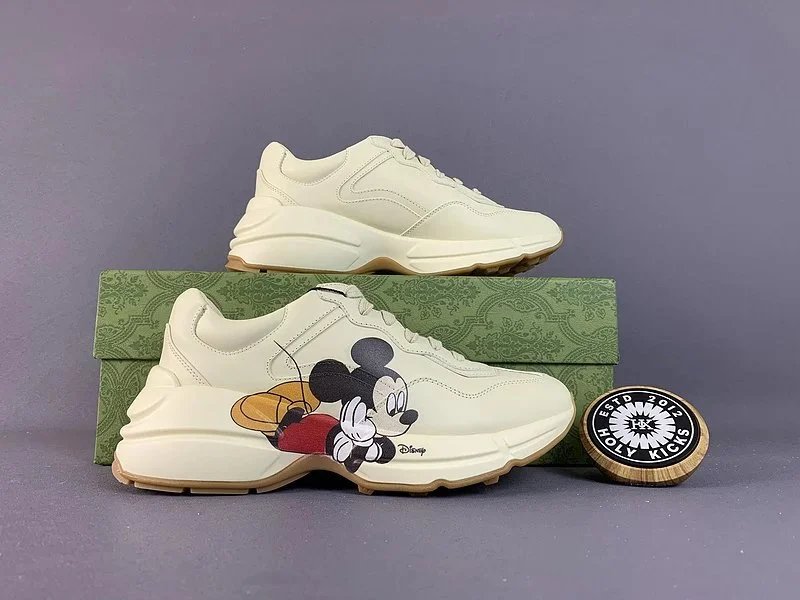 Gucci Rhyton White Black Logo Chunky Sneakers