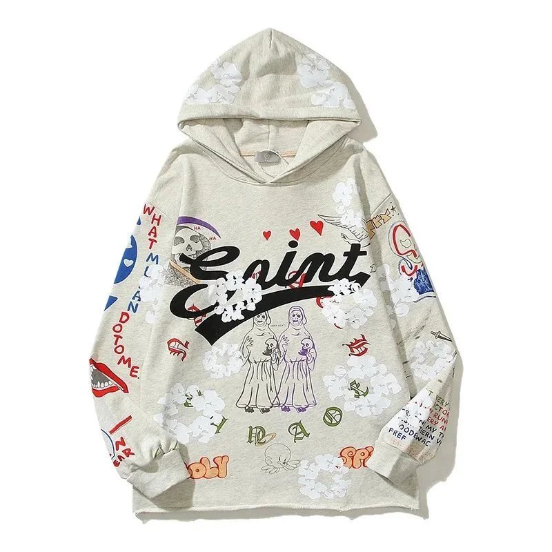 Saint Laurent Gray Graphic Print Oversized Hoodie