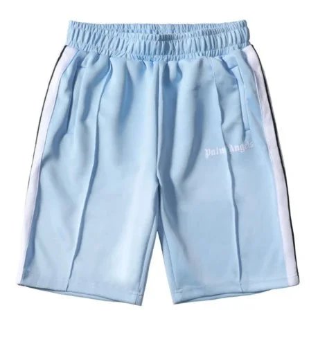 Palm Angels Palm Angels Light Blue Track Shorts with White Side Stripes Blue