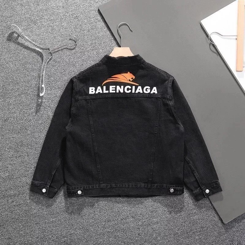 Balenciaga Balenciaga Black Denim Jacket with Tiger Logo Black