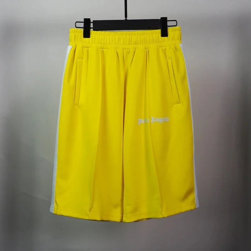 Palm Angels Palm Angels Yellow Track Shorts with White Side Panels Yellow
