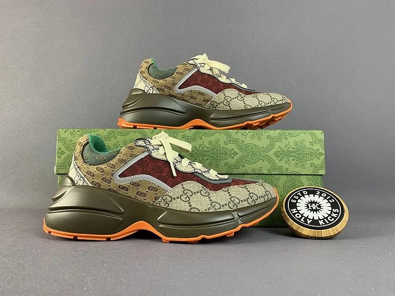 Gucci Rhyton Logo Sneakers Off-White with Brown Print Chunky Sneakers product detail 2 in Litbuy spreadsheet finds