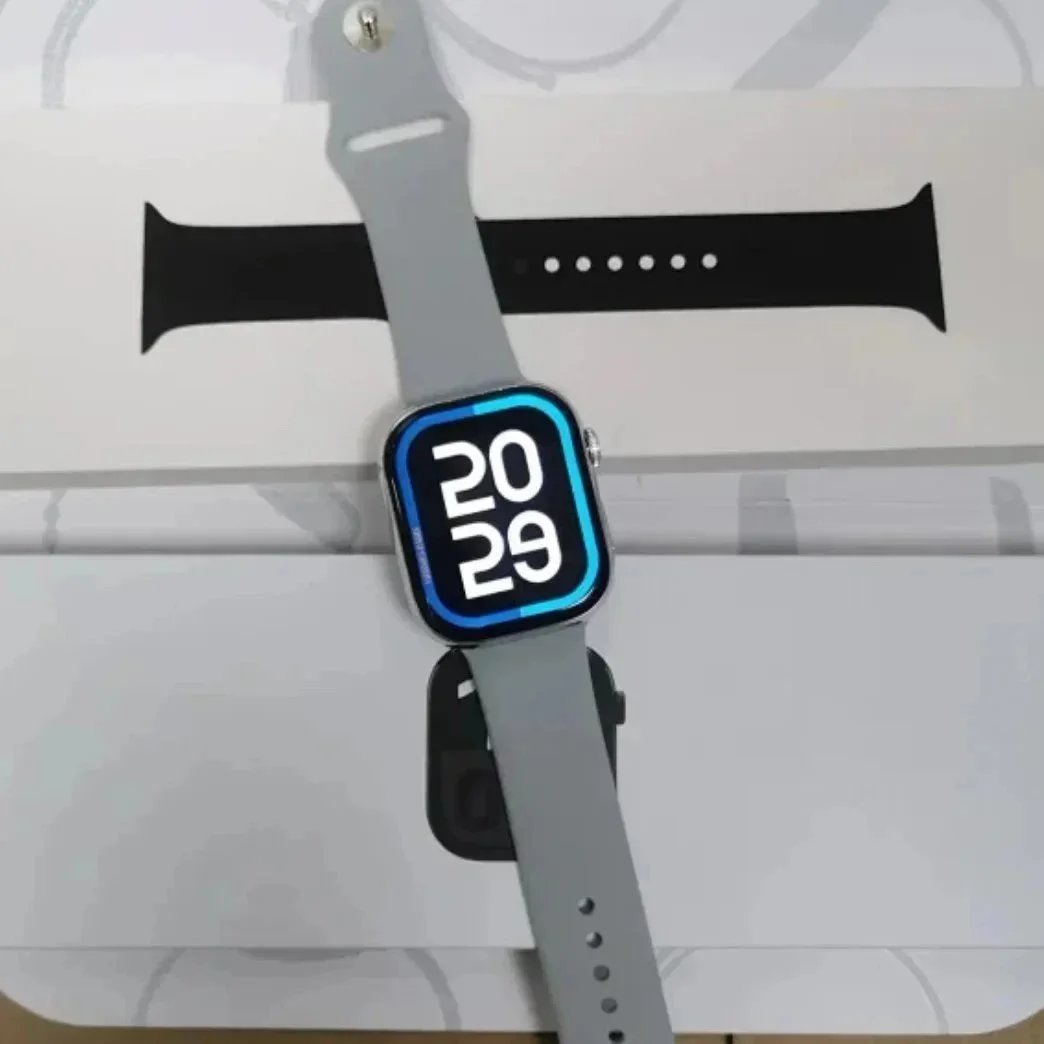 Apple Watch Series 8 with Light Grey Sport Band Grey